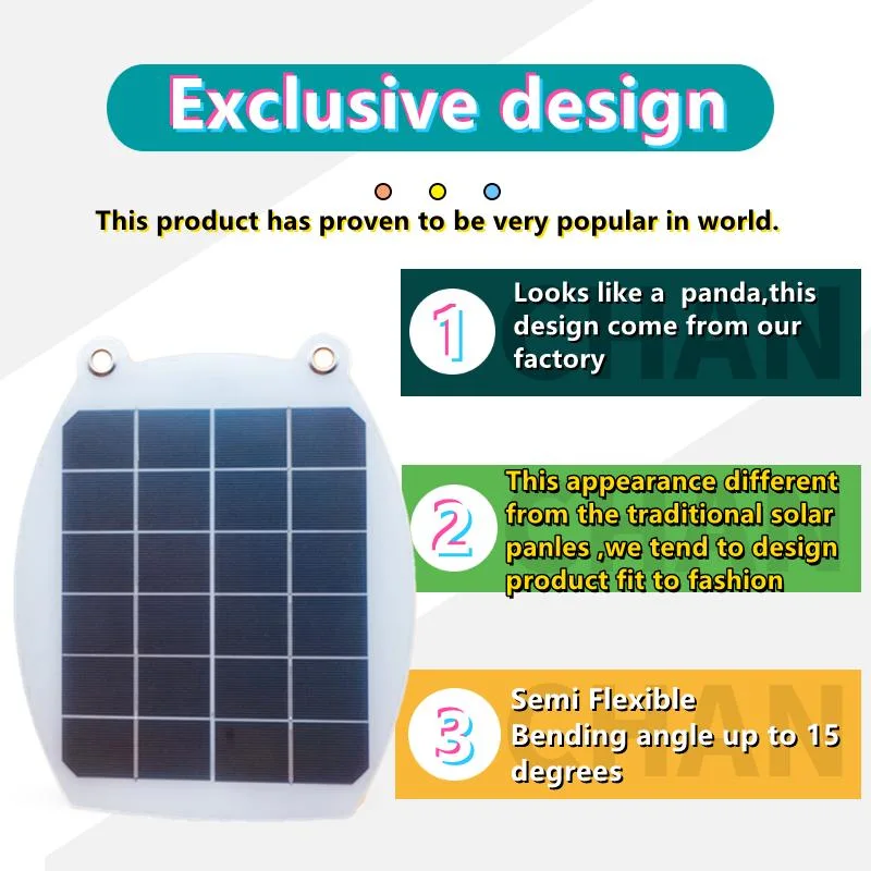 6V 5W Foldable Solar Power System Mini-Mono USB Flexible Solar Panel for Charging Mobile Phone Outdoor Activity