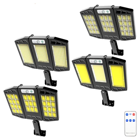 Luces de seguridad 384LED 264COB con control remoto Lámparas impermeables IP65 Luces de pared de inundación de gran angular de 270 ° con 3 modos